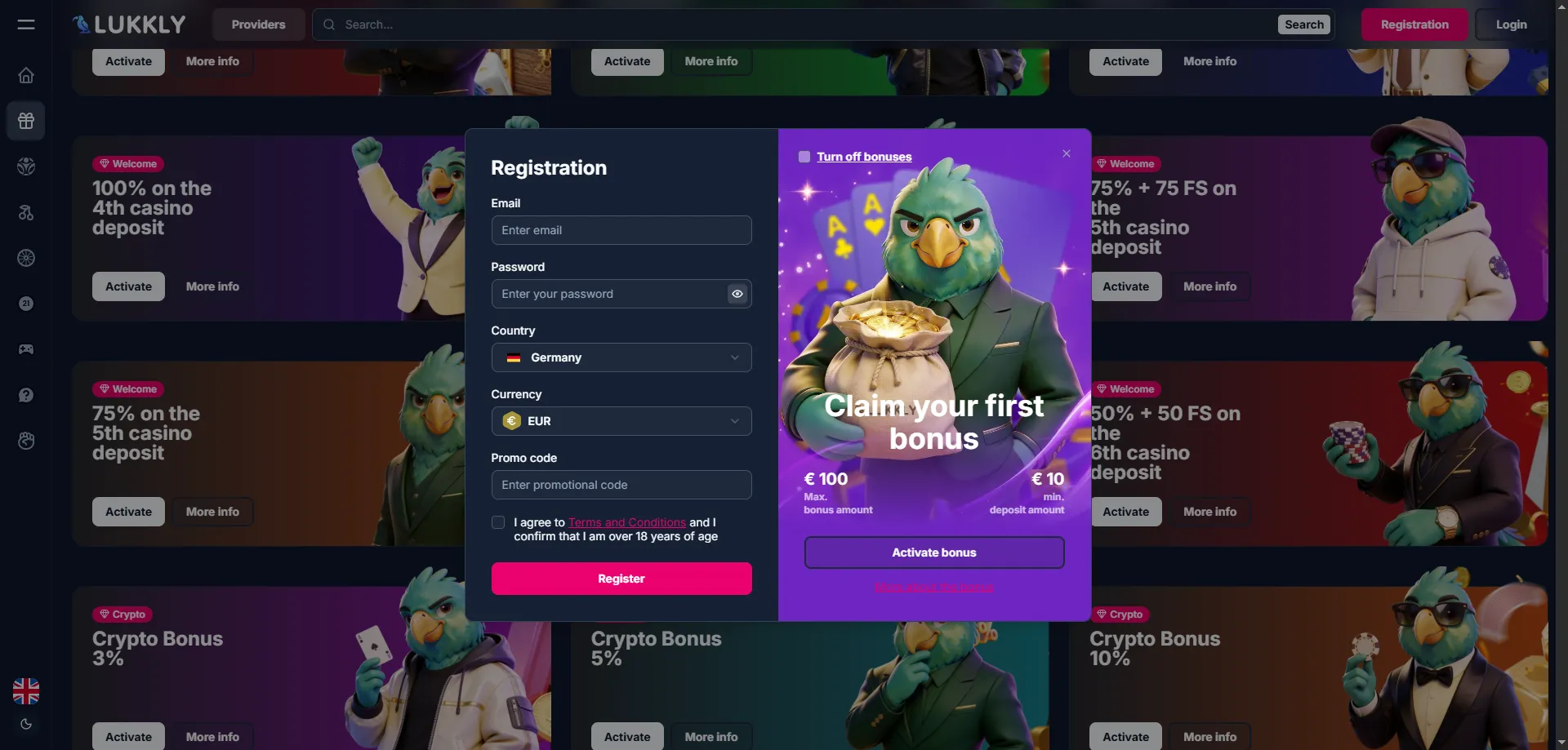 Lukkly Casino registration sign up process step by step